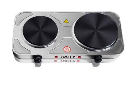 Plita Electrica HALEY HY-1893, 2 Zone de Gatit, Putere 1500W + 1000W, Design Elegant din Otel Inoxidabil